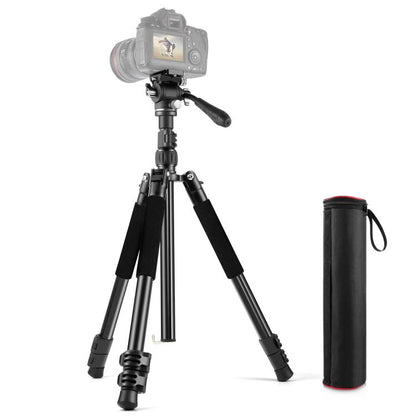PULUZ 1.6m Reverse-Folding Professional Video Tripod with Fluid Drag Head (Black) - Tripods by PULUZ | Online Shopping UK | buy2fix