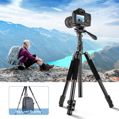 PULUZ 1.6m Reverse-Folding Professional Video Tripod with Fluid Drag Head (Black) - Tripods by PULUZ | Online Shopping UK | buy2fix