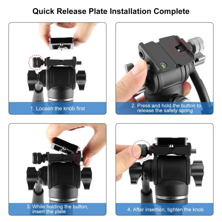 PULUZ 1.6m Reverse-Folding Professional Video Tripod with Fluid Drag Head (Black) - Tripods by PULUZ | Online Shopping UK | buy2fix