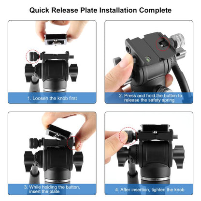 PULUZ 1.6m Reverse-Folding Professional Video Tripod with Fluid Drag Head (Black) - Tripods by PULUZ | Online Shopping UK | buy2fix