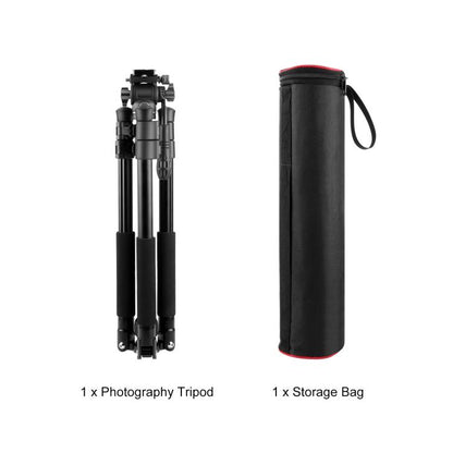 PULUZ 1.6m Reverse-Folding Professional Video Tripod with Fluid Drag Head (Black) - Tripods by PULUZ | Online Shopping UK | buy2fix