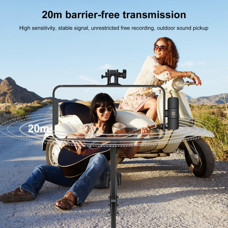 PULUZ Wireless Lavalier Noise Reduction Reverb Microphone for 8-Pin Device, Support Phone Charging(Black) by PULUZ