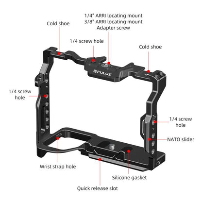 PULUZ Metal Camera Cage Stabilizer Rig for Sony A7 IV / ILCE-7M4 / A7M4 / A7M3 / A7R3 / A7R III / A7R5(Black) by PULUZ