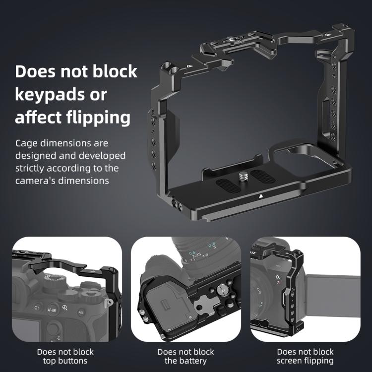 PULUZ Metal Camera Cage Stabilizer Rig for Sony A7 IV / ILCE-7M4 / A7M4 / A7M3 / A7R3 / A7R III / A7R5(Black) by PULUZ