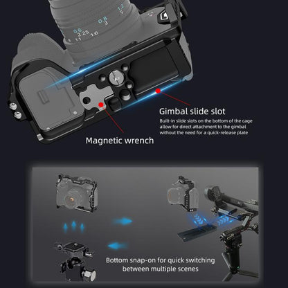 PULUZ Metal Camera Cage Stabilizer Rig for Sony A7 IV / ILCE-7M4 / A7M4 / A7M3 / A7R3 / A7R III / A7R5(Black) by PULUZ
