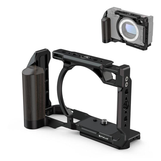 For Nikon ZR PULUZ Wood Handle Metal Camera Cage Expansion Frame (Black)