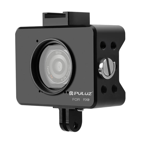 PULUZ Housing Shell CNC Aluminum Alloy Protective Cage with 37mm UV Lens & Base Mount & Screw for Sony RX0(Black)