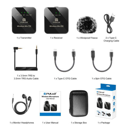 PULUZ 1 TX + 1 RX Wireless Lavalier Microphone (Black) by PULUZ