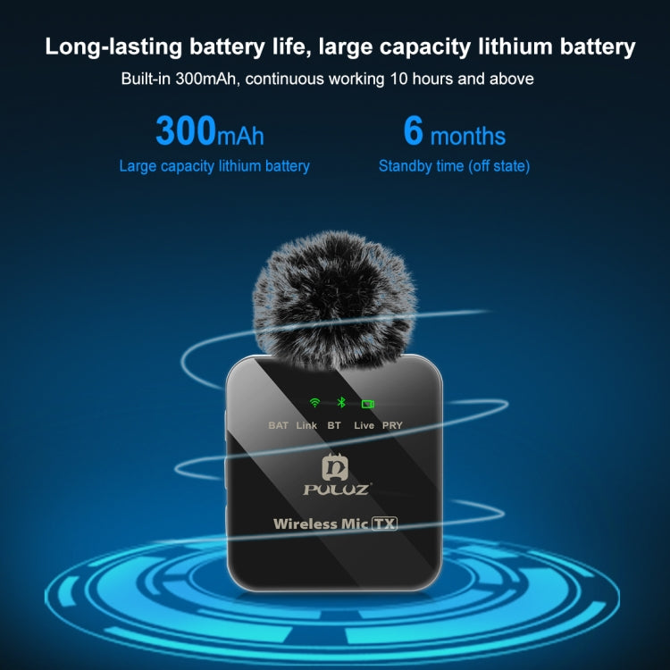 PULUZ 1 TX + 1 RX Wireless Lavalier Microphone (Black) by PULUZ