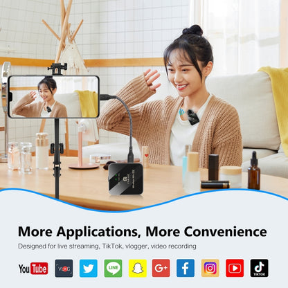 PULUZ 1 TX + 1 RX Wireless Lavalier Microphone (Black) by PULUZ