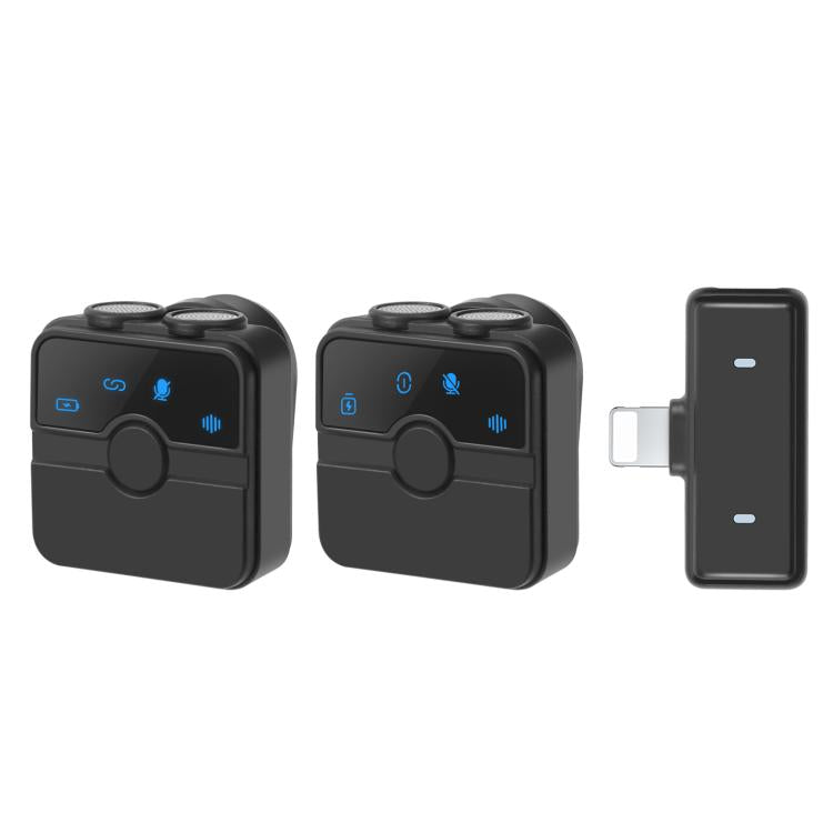 PULUZ Magnetic Lavalier Wireless Microphone with Charging Case Box, 8 Pin RX Receiver and 2 TX Microphones (Black) - Microphone by PULUZ | Online Shopping UK | buy2fix