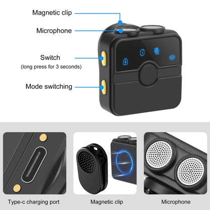 PULUZ Magnetic Lavalier Wireless Microphone with Charging Case Box, 8 Pin RX Receiver and 2 TX Microphones (Black) - Microphone by PULUZ | Online Shopping UK | buy2fix