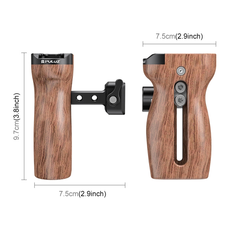 PULUZ Universal Slide Quick Release Side Wooden Handle with Cold Shoe Mount for Camera Cage Stabilizer - Camera Stabilizer by PULUZ | Online Shopping UK | buy2fix