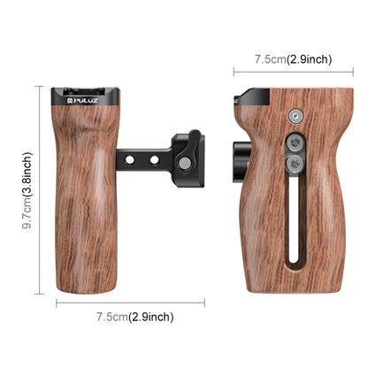 PULUZ Universal Slide Quick Release Side Wooden Handle with Cold Shoe Mount for Camera Cage Stabilizer - Camera Stabilizer by PULUZ | Online Shopping UK | buy2fix