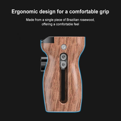 PULUZ Universal Slide Quick Release Side Wooden Handle with Cold Shoe Mount for Camera Cage Stabilizer - Camera Stabilizer by PULUZ | Online Shopping UK | buy2fix