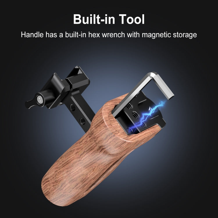 PULUZ Universal Slide Quick Release Side Wooden Handle with Cold Shoe Mount for Camera Cage Stabilizer - Camera Stabilizer by PULUZ | Online Shopping UK | buy2fix