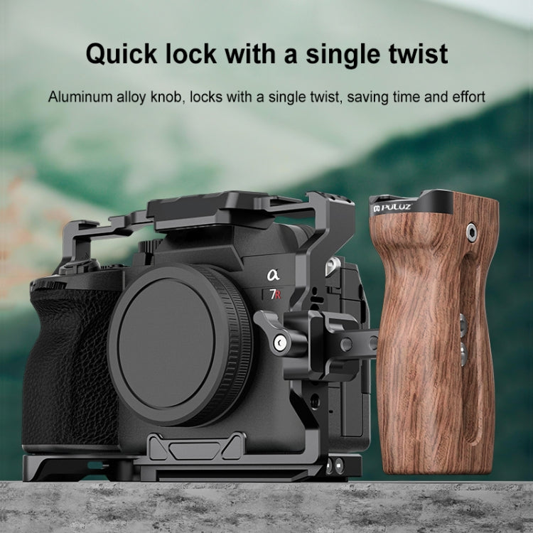PULUZ Universal Slide Quick Release Side Wooden Handle with Cold Shoe Mount for Camera Cage Stabilizer - Camera Stabilizer by PULUZ | Online Shopping UK | buy2fix