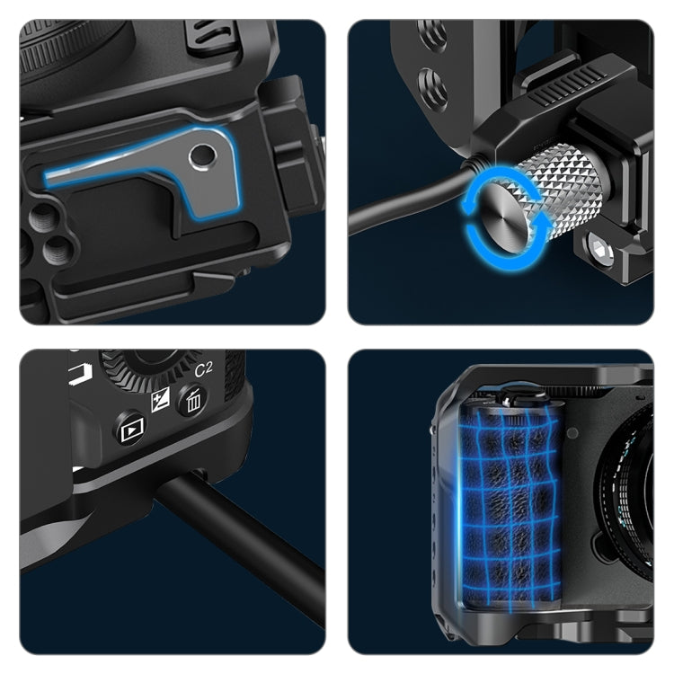 For Sony ILCE-A7CM2 / Alpha 7C II / Alpha 7CR PULUZ Metal Camera Cage Stabilizer Rig (Black) - Camera Cage by PULUZ | Online Shopping UK | buy2fix