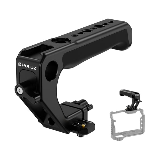 PULUZ Double-thread Metal Quick Release Top Handle with Cold Shoe for Camera Cage Stabilizer (Black) - Camera Stabilizer by PULUZ | Online Shopping UK | buy2fix
