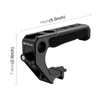 PULUZ Double-thread Metal Quick Release Top Handle with Cold Shoe for Camera Cage Stabilizer (Black) - Camera Stabilizer by PULUZ | Online Shopping UK | buy2fix