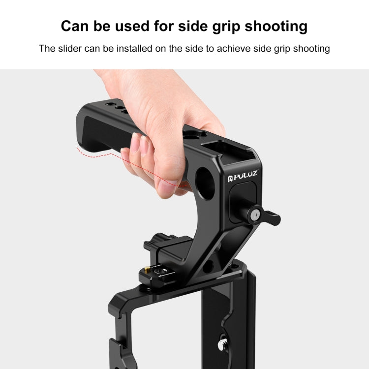 PULUZ Double-thread Metal Quick Release Top Handle with Cold Shoe for Camera Cage Stabilizer (Black) - Camera Stabilizer by PULUZ | Online Shopping UK | buy2fix