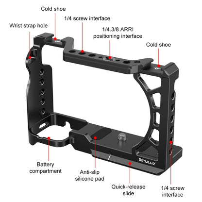 For Sony A6500 / A6400 / A6300 / A6000 PULUZ Metal Camera Cage Expansion Mount Stabilizer Rig (Black) - Camera Cage by PULUZ | Online Shopping UK | buy2fix