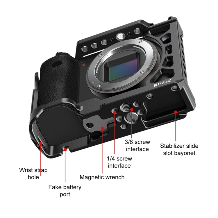 For Sony A6500 / A6400 / A6300 / A6000 PULUZ Metal Camera Cage Expansion Mount Stabilizer Rig (Black) - Camera Cage by PULUZ | Online Shopping UK | buy2fix