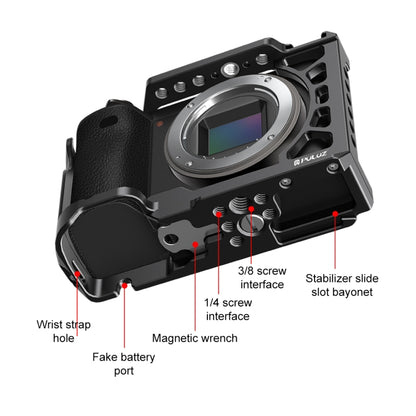 For Sony A6500 / A6400 / A6300 / A6000 PULUZ Metal Camera Cage Expansion Mount Stabilizer Rig (Black) - Camera Cage by PULUZ | Online Shopping UK | buy2fix