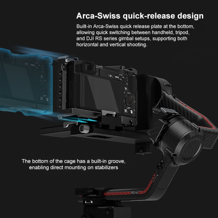 For Sony A6500 / A6400 / A6300 / A6000 PULUZ Metal Camera Cage Expansion Mount Stabilizer Rig (Black) - Camera Cage by PULUZ | Online Shopping UK | buy2fix