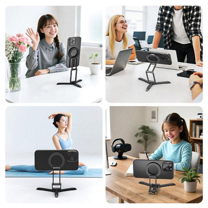 PULUZ MagSafe Desktop Live Streaming Magnetic Foldable Phone Holder Bracket (Black) - Desktop Holder by PULUZ | Online Shopping UK | buy2fix