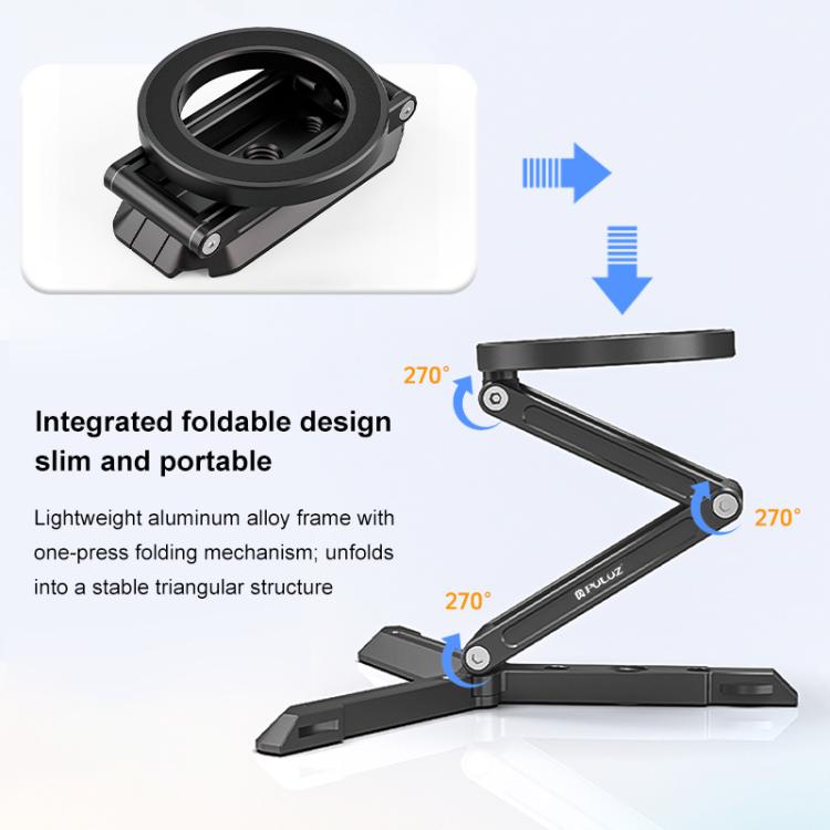 PULUZ MagSafe Desktop Live Streaming Magnetic Foldable Phone Holder Bracket (Black) - Desktop Holder by PULUZ | Online Shopping UK | buy2fix