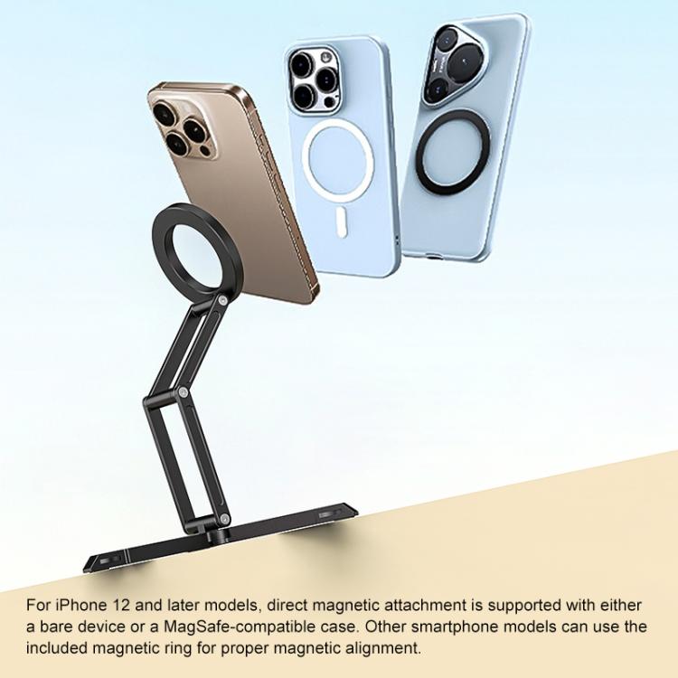 PULUZ MagSafe Desktop Live Streaming Magnetic Foldable Phone Holder Bracket (Black) - Desktop Holder by PULUZ | Online Shopping UK | buy2fix
