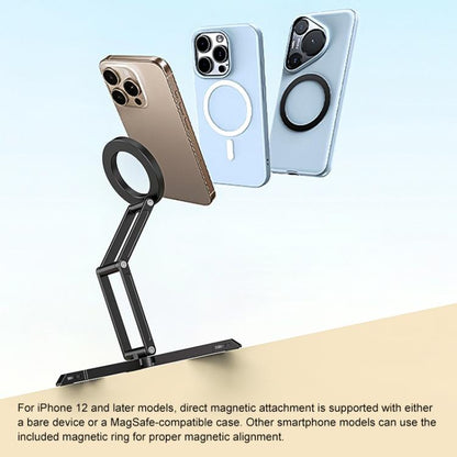 PULUZ MagSafe Desktop Live Streaming Magnetic Foldable Phone Holder Bracket (Black) - Desktop Holder by PULUZ | Online Shopping UK | buy2fix