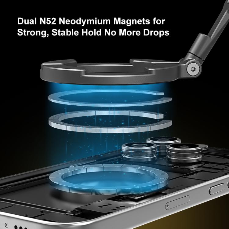 PULUZ MagSafe Dual-Head Magnetic Folding Phone Holder Bracket (Black) - Desktop Holder by PULUZ | Online Shopping UK | buy2fix