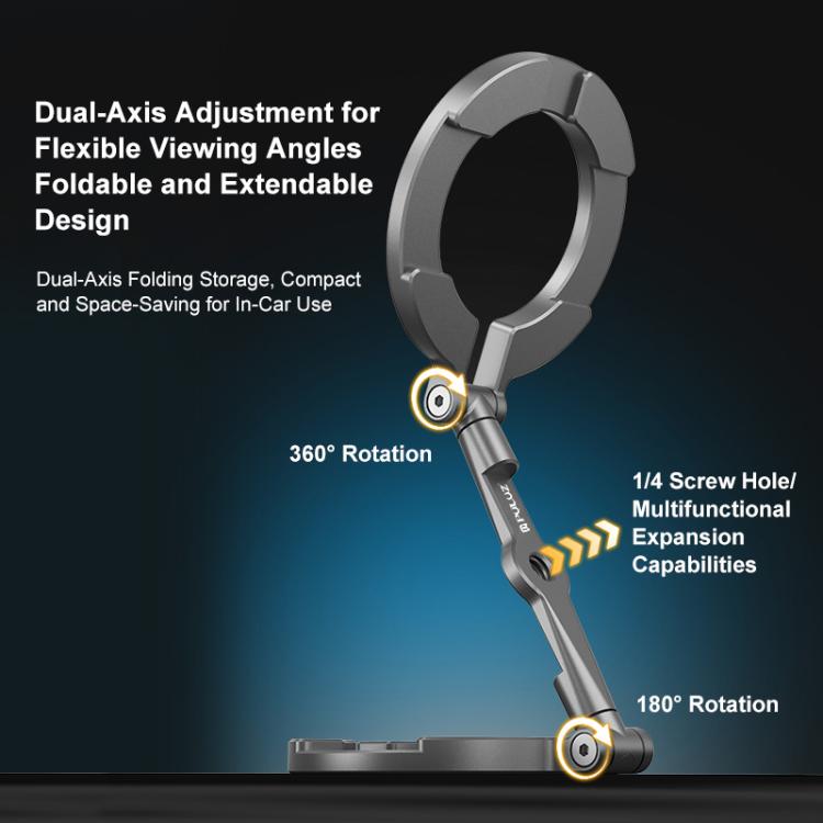 PULUZ MagSafe Dual-Head Magnetic Folding Phone Holder Bracket (Black) - Desktop Holder by PULUZ | Online Shopping UK | buy2fix