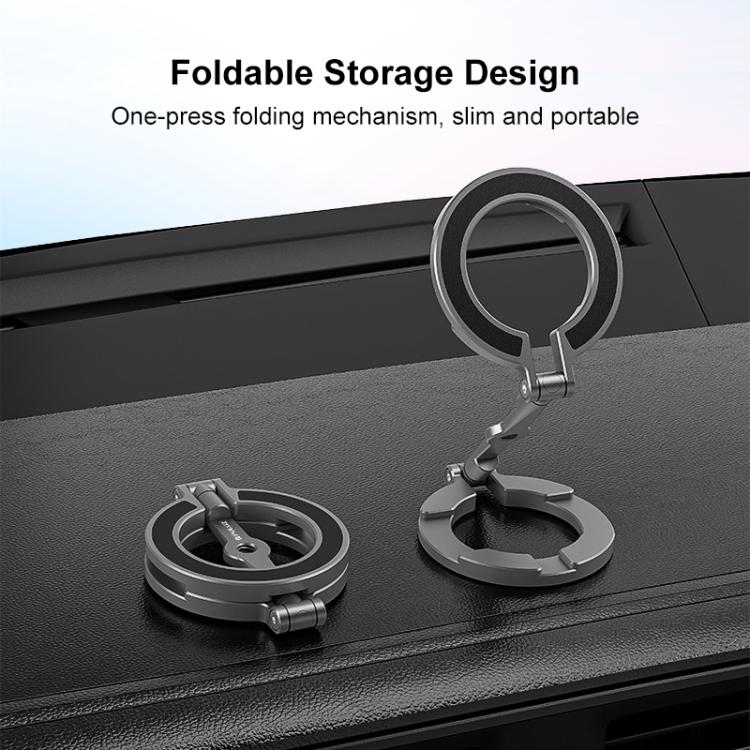 PULUZ MagSafe Dual-Head Magnetic Folding Phone Holder Bracket (Black) - Desktop Holder by PULUZ | Online Shopping UK | buy2fix