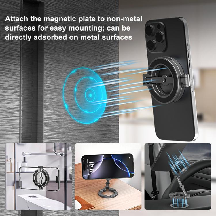 PULUZ MagSafe Dual-Head Magnetic Folding Phone Holder Bracket (Black) - Desktop Holder by PULUZ | Online Shopping UK | buy2fix