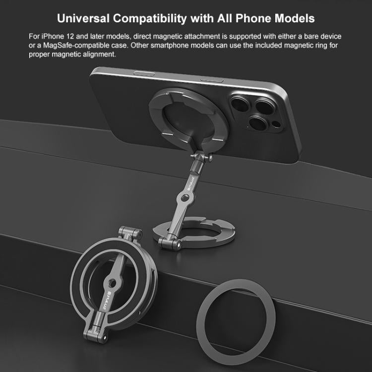 PULUZ MagSafe Dual-Head Magnetic Folding Phone Holder Bracket (Black) - Desktop Holder by PULUZ | Online Shopping UK | buy2fix