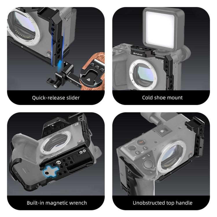 For Sony Cinema Line FX2 / ILME-FX2B PULUZ Metal Camera Cage Stabilizer Rig(Black) - Camera Cage by PULUZ | Online Shopping UK | buy2fix