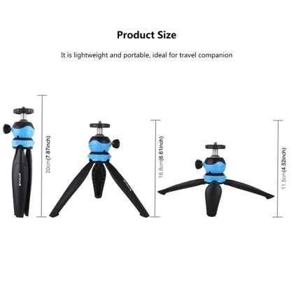 PULUZ 20cm Pocket Plastic Tripod Mount with 360 Degree Ball Head for Smartphones, GoPro, DSLR Cameras(Blue) by PULUZ