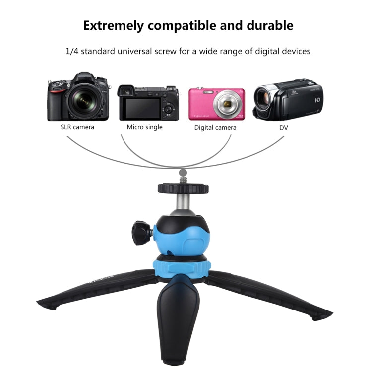 PULUZ 20cm Pocket Plastic Tripod Mount with 360 Degree Ball Head for Smartphones, GoPro, DSLR Cameras(Blue) by PULUZ
