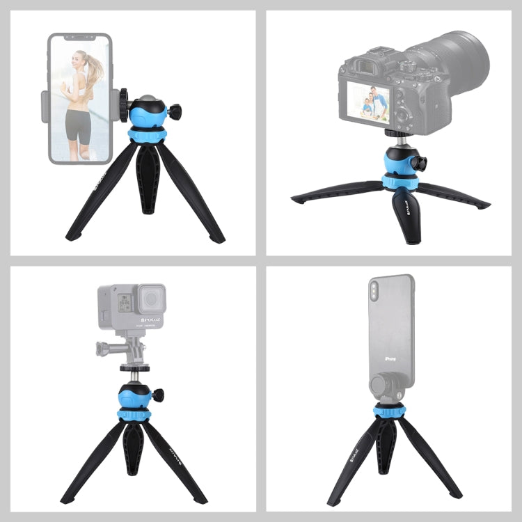 PULUZ 20cm Pocket Plastic Tripod Mount with 360 Degree Ball Head for Smartphones, GoPro, DSLR Cameras(Blue) by PULUZ