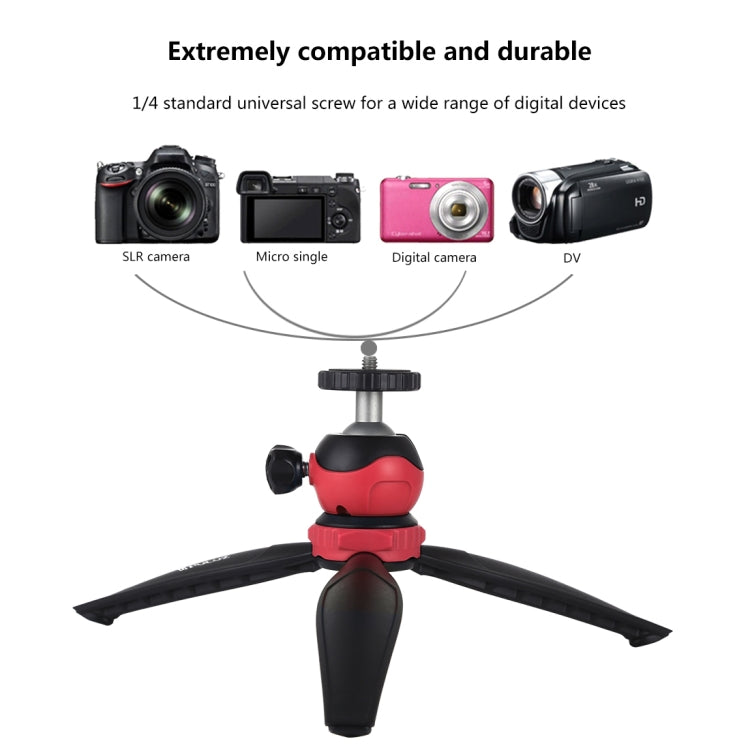 PULUZ 20cm Pocket Plastic Tripod Mount with 360 Degree Ball Head for Smartphones, GoPro, DSLR Cameras(Red) by PULUZ
