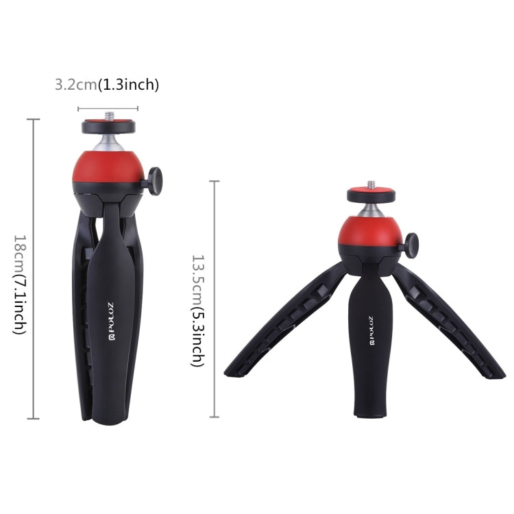 PULUZ Pocket Mini Tripod Mount with 360 Degree Ball Head for Smartphones, GoPro, DSLR Cameras(Red) by PULUZ