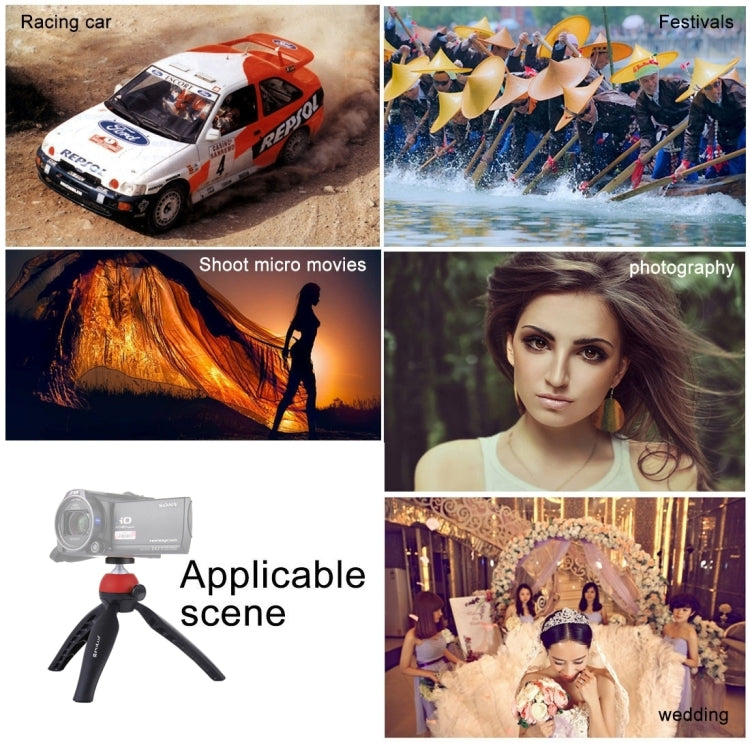 PULUZ Pocket Mini Tripod Mount with 360 Degree Ball Head for Smartphones, GoPro, DSLR Cameras(Red) by PULUZ