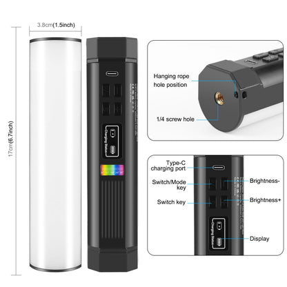 PULUZ 17cm Photo Handheld Full Color RGB Stick Light Magnetic LED Fill Light by PULUZ