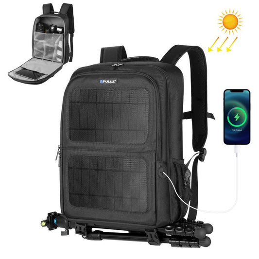 PULUZ 12W Solar Power Outdoor Portable Camera Dual Shoulders Backpack Laptop Bag (Black) by PULUZ