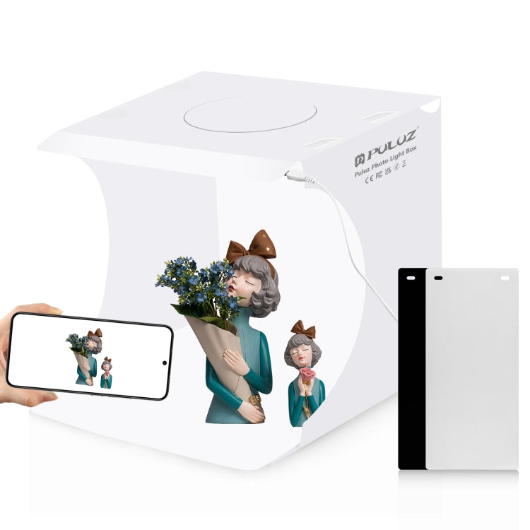 PULUZ 20cm Folding Portable 550LM Light Photo Lighting Studio Shooting Tent Box Kit with 2 Colors Backdrops (Black, White), Unfold Size: 24cm x 23cm x 23cm by PULUZ