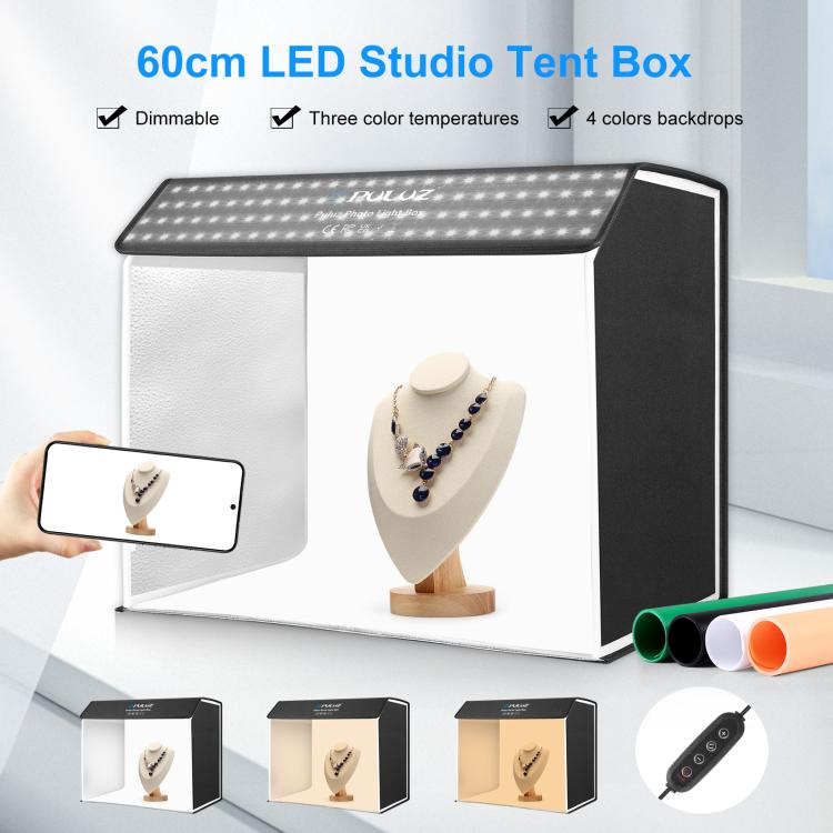 PULUZ Photo Studio Light Box Portable 60 x 40cm Cuboid Photography Studio Tent Kit with 4 Color Backdrops (UK Plug) by PULUZ