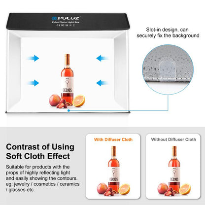 PULUZ Photo Studio Light Box Portable 60 x 40cm Cuboid Photography Studio Tent Kit with 4 Color Backdrops (UK Plug) by PULUZ